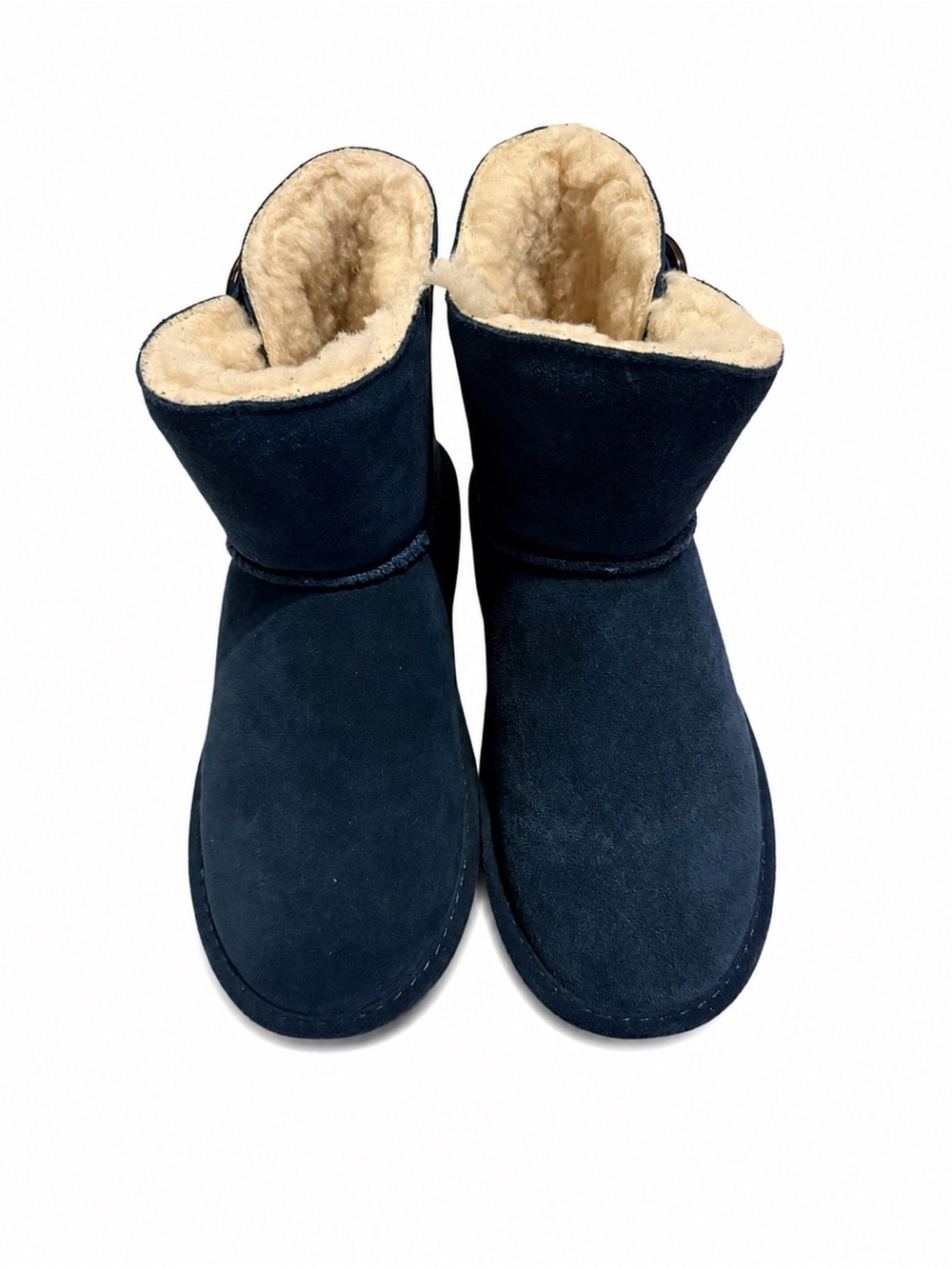 BearPaw Rosy Navy Blue Suede Shearing Button Boots Women’s Size 6